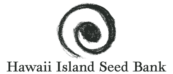 Logo of Hawaii Island Seed Bank with a black circle on a white background